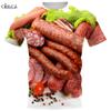Yummy Food Graphic 3D Print T-shirts Delicacy Grilled Sausages Pullovers Summer Round Neck Fashionable Casual Short Sleeved Men's T-shirts