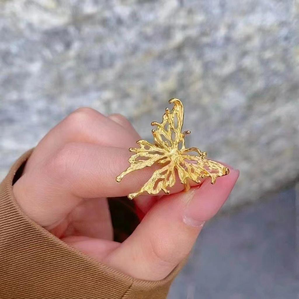 New Light Green Butterfly Sparkly Open Adjustable Ring All-match Ring Ring for Women Jewelry Resin Ring