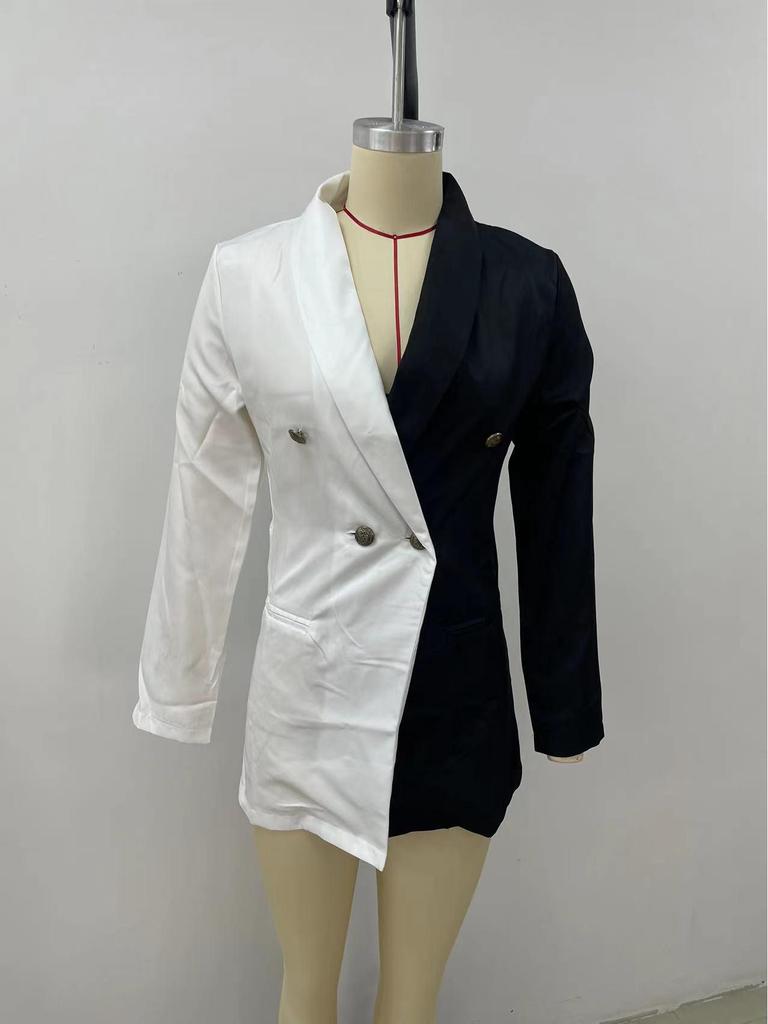 2022 Farbblock-Naht V-Ausschnitt OL Professioneller Cardigan-Blazer