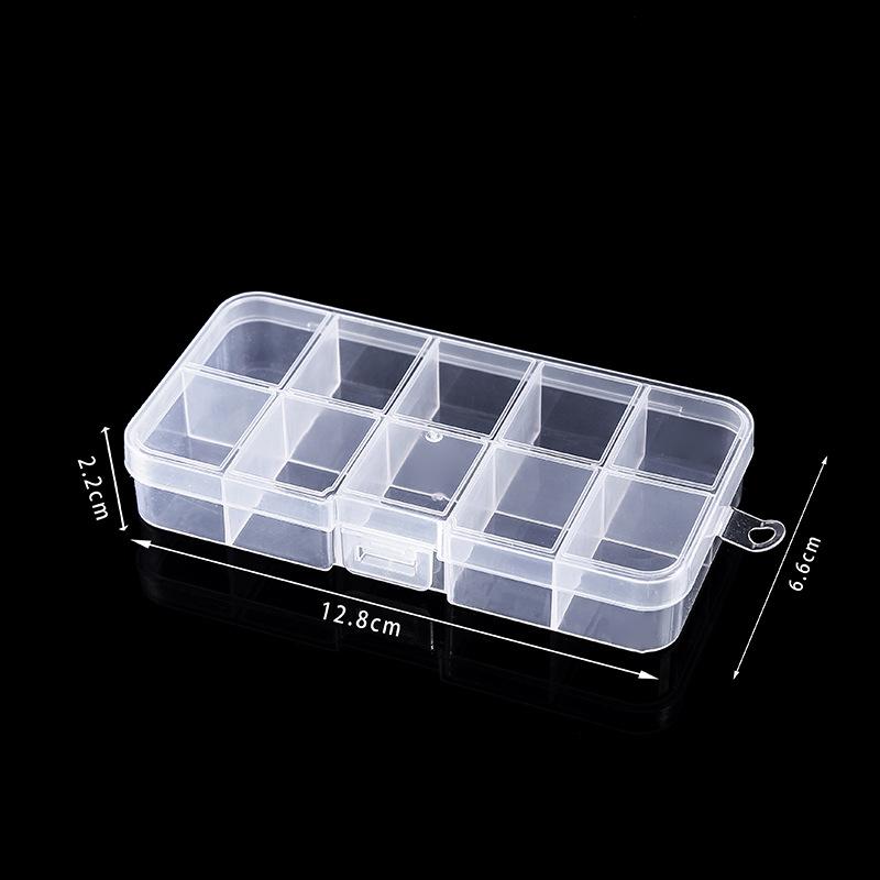 

Маленький прозрачный пластиковый ящик с 10 фиксированными отделениями для хранения рыболовных принадлежностей, лекарств, ювелирных изделий, бусин, рыболовных крючков, винтов и других мелких предметов 12.8*6.6*2.2CM
