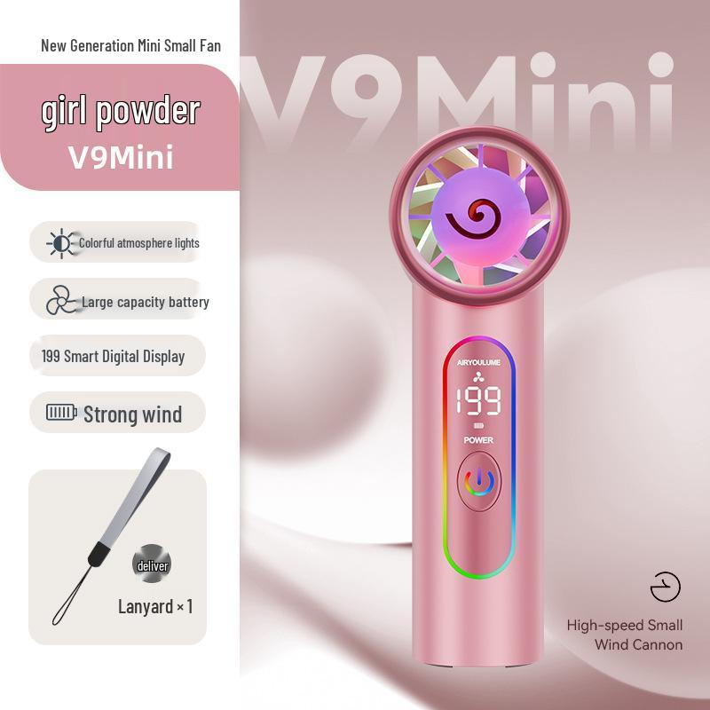 Portable Rechargeable Mini Fan with Colorful Lights - Strong Wind for Outdoor, Dorm, or Personal Use