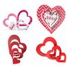 4 Pcs Wooden Heart Shape Table Signs Valentine's Day Red Pink Love Heart Tabletop Centerpiece for Home Wedding Party Tiered Tray Shelf Decor