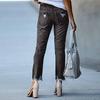 Women's Skinny Ripped Jeans Mid Rise Distressed Destroyed Denim Pants with Pockets Stretchy Slim Fit Jean Trousers