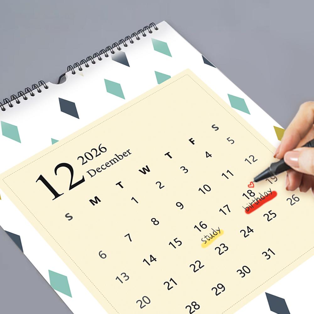 1 pc 2026 Geometric Pattern Wall Calendar - Geometric Theme, 12 Different Designs, Suitable as a Gift for Birthdays, Christmas