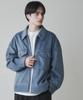 WEGO Unisex Knit Melton Zip Blouson Outerwear Cold Weather Solid Check Oversized Korean Size Type A Blue Men's Coat, Outerwear, Jacket, Pattern,