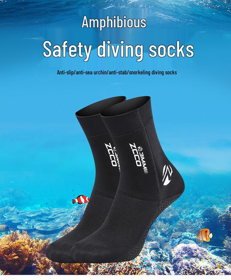 3mm ZCCO Super Elastic Winter Anti-Slip Diving Socks with Ankle Support, Anti-Abrasion Plus Size.