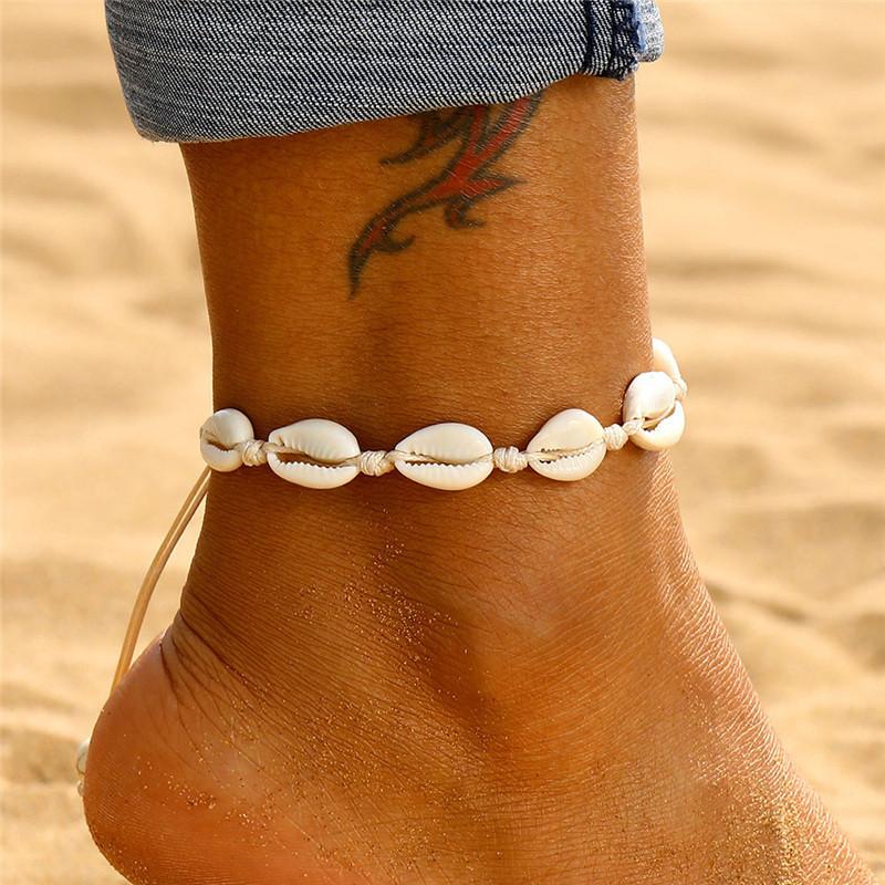 Starfish Beads Pearl Chain Anklet Set for Women, Charm, Ankle Bracelet On the Leg, Handmade Jewelry, Gifts, Summer, Beach, Fashi