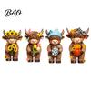 Gift for Besties Colleagues 4 Pcs Seasonal Highland Cow Figurines, Spring Summer Fall Winter Small Animal Statue Bookshelf Seasons Scottish