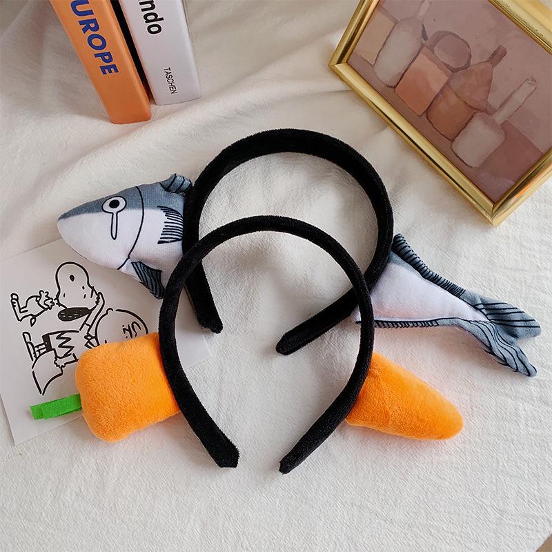 Adorable Cartoon Fish & Carrot Baby Headband Set - Cute Hair Clips & Accessories for Photos & Washing