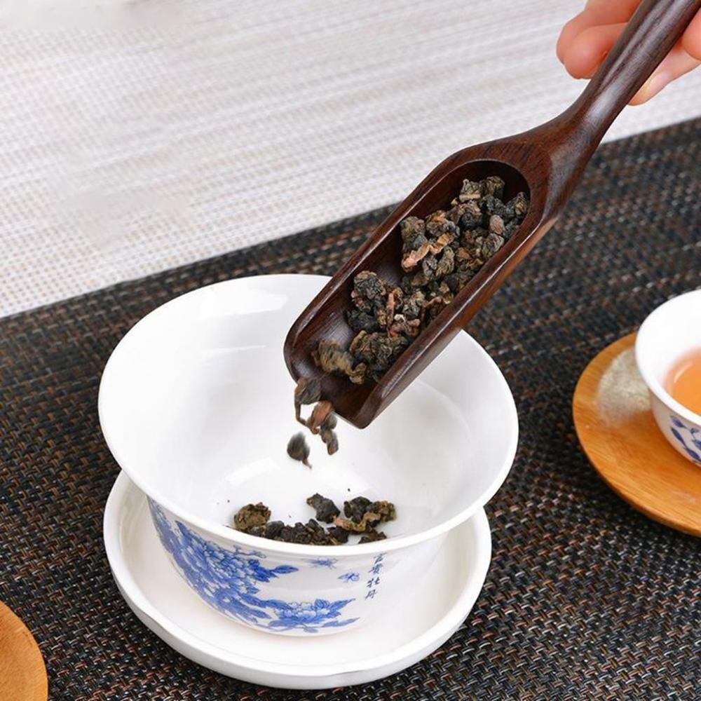 Delicate N1N Ebony Wood Bamboo Natural Handmade Tea Scoop Kitchen Supplies Teaware Teaspoon