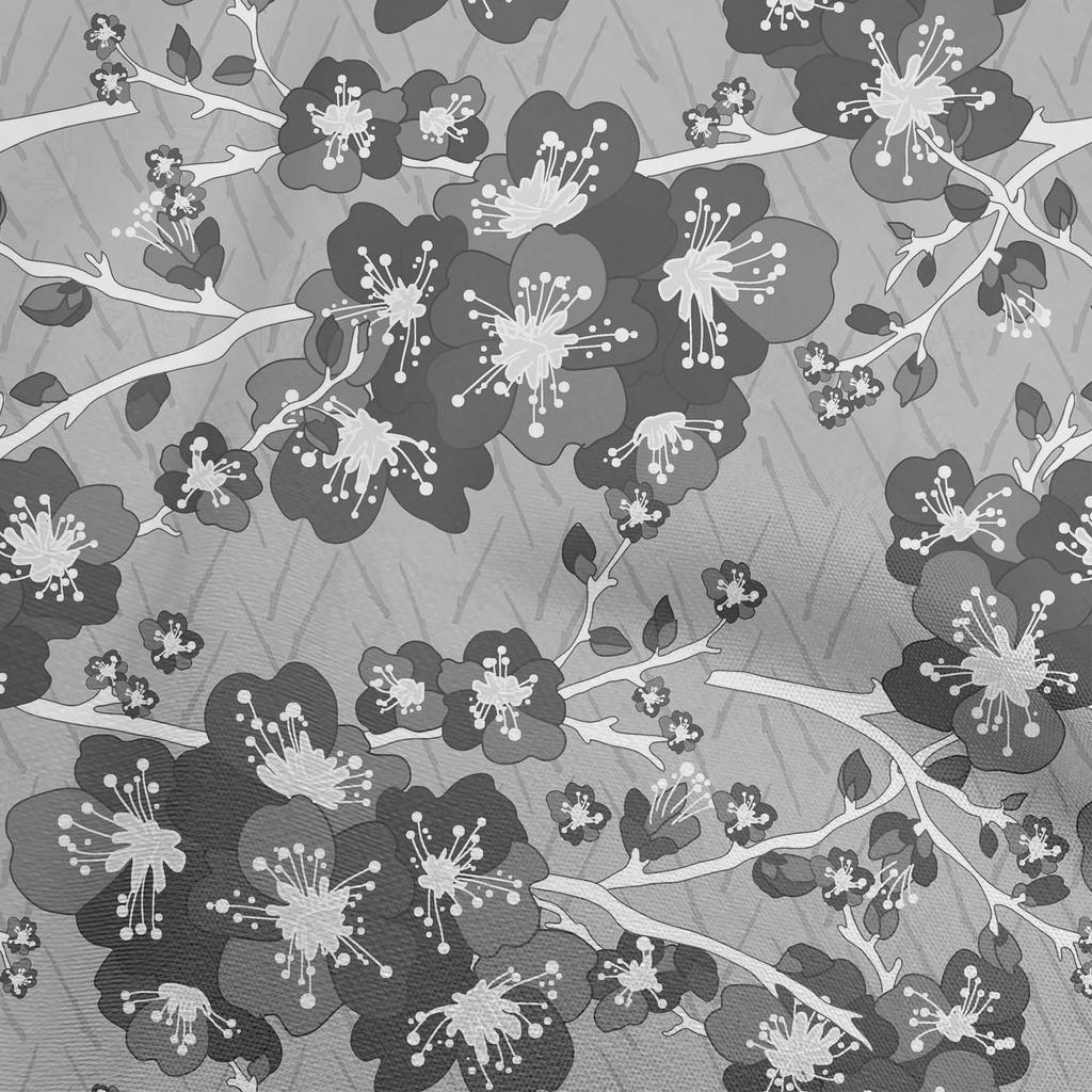 oneOone Cotton Flex Gray Fabric Asian Chinese Floral Diy Clothing Quilting Fabric Print Fabric By Yard 40 Inch