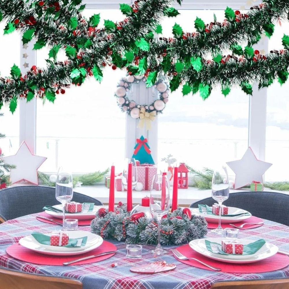 2PCS Reusable 2M Christmas Garland DIY Pendant Prop Tinsel Garland Shiny Tinsel Adjustable Christmas Decor Home Decoration