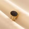 Balck Enamel Gold Plated Heart Fire Evil Eye Stainless Steel Ring Vintage Finger Jewelry Sun Moon Star Rings For Women Men Bague