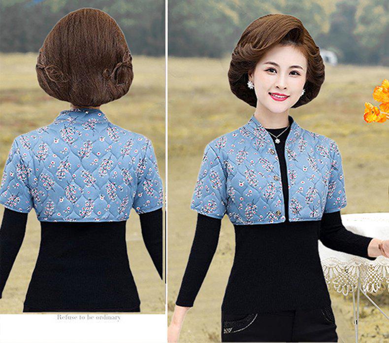 Mom's Velvet-Lined Shoulder Protector & Mid-Sleeve Vest for Elderly Women's Warmth and Neck Support
