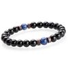 Volcanic Stone & Moonstone Men's Beaded Bracelet with Obsidian Accents