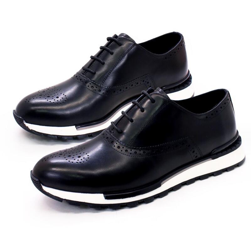 Fashion NEWGenuine Leather Comfortable Fashion Sneakers Handmade Sequin Casual Shoes Dating Banquet Men's Shoes Zapatos Sapat A36