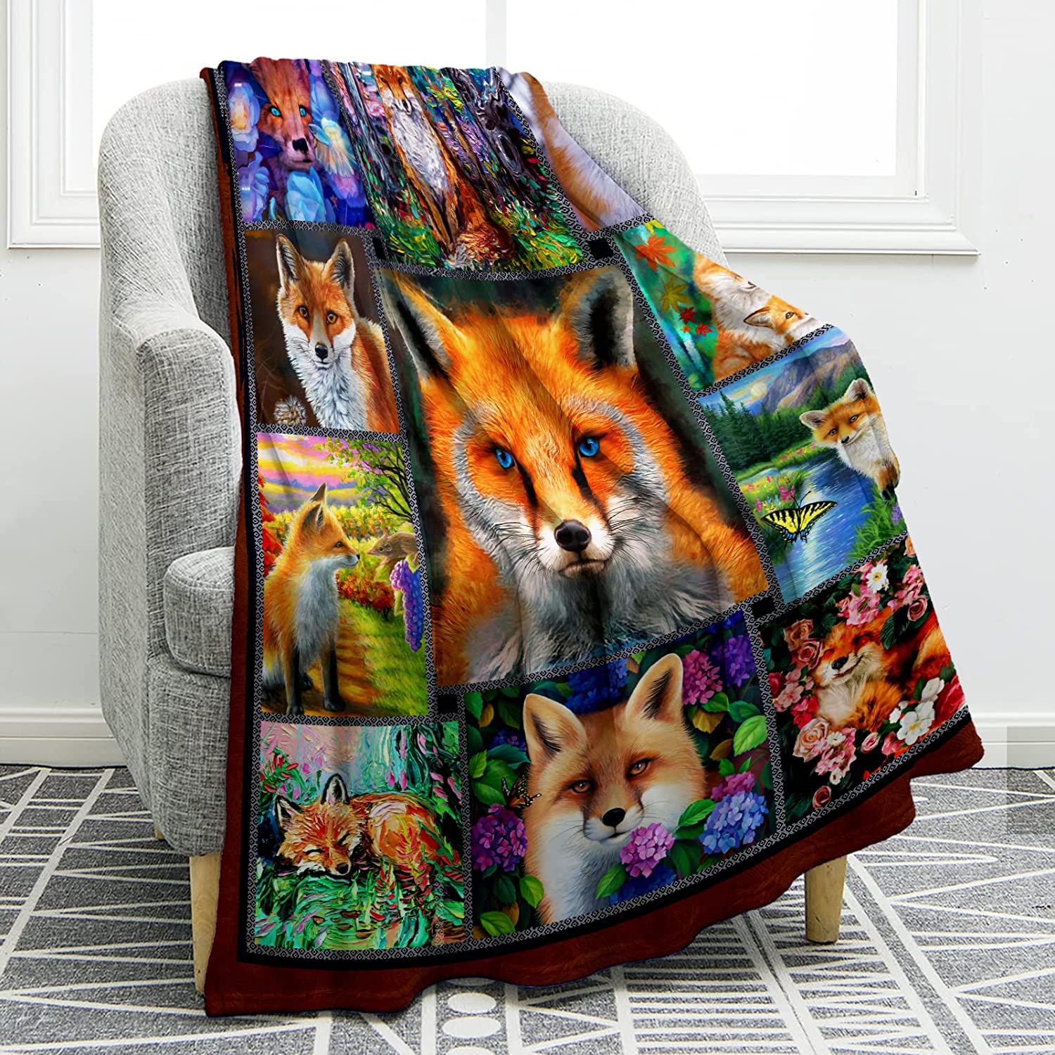 

Ковдра з лисиці для дівчаток, хлопчиків, дорослих Подарунки від лисиці Суперм’які ковдри для ліжка, дивана, дивана, легкої ковдри для лінивців, постільна білизна 75x90cm