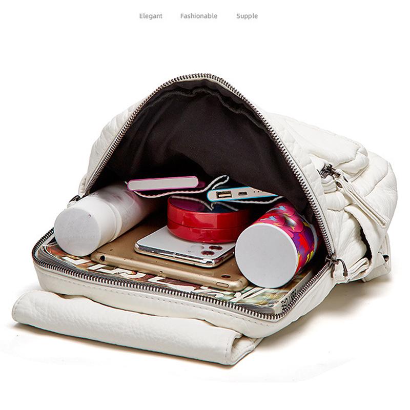 Damenrucksack, weiß gewaschenes Leder, Rucksack für Damen, kleine Schultaschen für Mädchen im Teenageralter, All-Match-Freizeit-Reisetasche