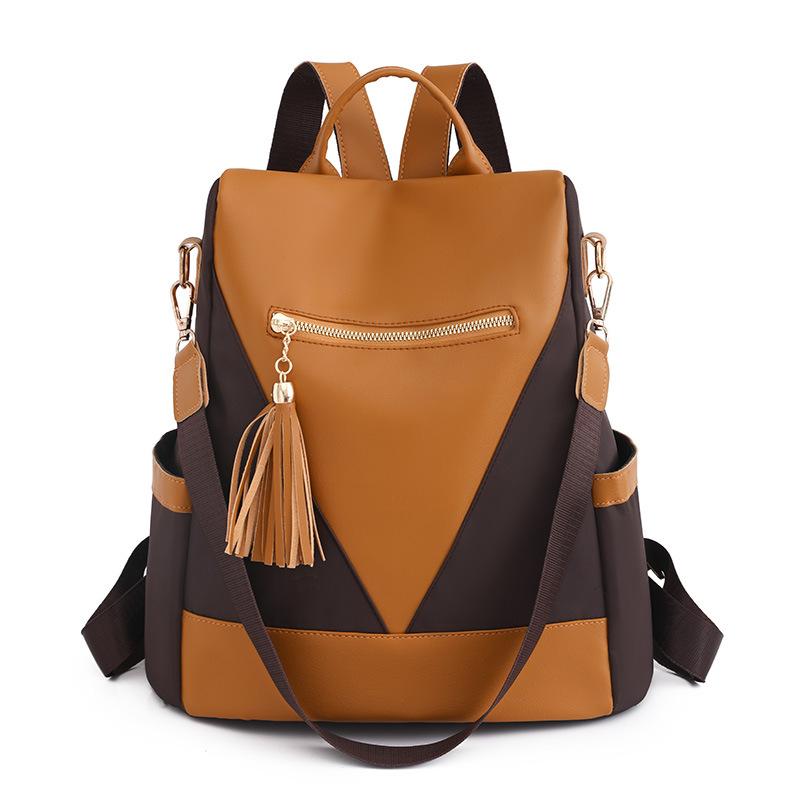 Women's backpack new simple and fashionable large-capacity contrasting color splicing casual backpack college bag