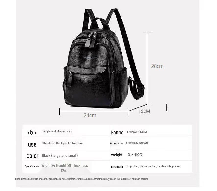Women's Versatile PU Leather Large Capacity Backpack Handbag