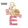 Keychain Pendant Pendant, Sequins Initial Letter Charm Key Chain with Butterfly Tassel Stainless Durable Steel Heart Design, A-Z Holder for Bag