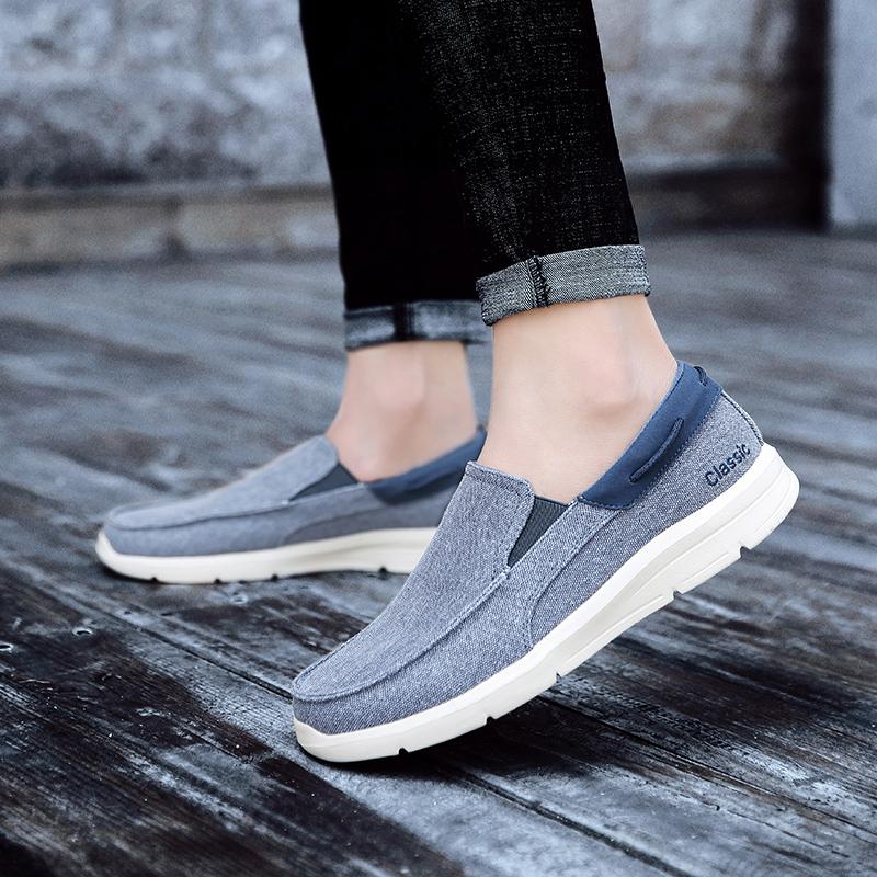 Men’s Outdoor Canvas Shoes Sneakers Driving Shoes Casual Slip On Wide Head Shoes for Farther Large Size