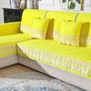 Candy Color Sofa Cover Quilted Thicken Cushion White Lace Embroidery Couch Sofa Towel Slipcover Living Room Furniture Protector