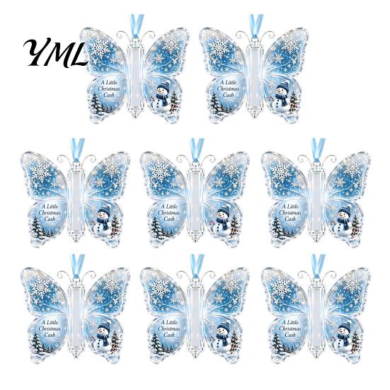 Weihnachtsparty-Zubehör Schmetterling Bargeldgeschenk-Ornament, Geldhalter Hängende Dekoration mit Geschenken für Familie Freunde Festlicher Druck, Acrylbaum