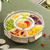1pc Rotating Snack Tray Storage Box with Lid and Handle Multi-Compartment Fruit Vegetable Tray Stackable Snack Box