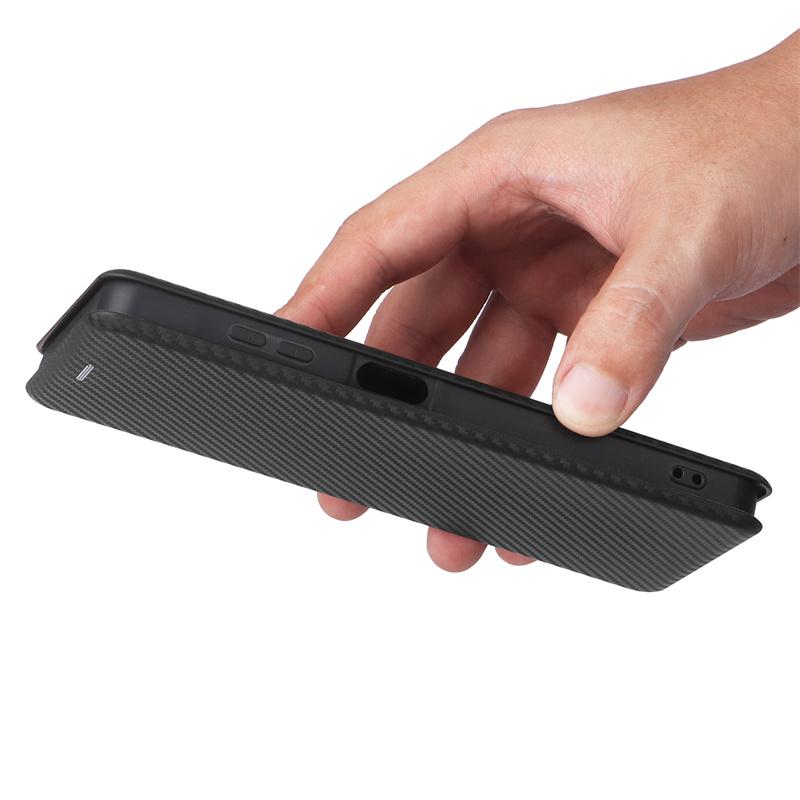 Für Samsung Galaxy A06 Hülle Kartenfach Carbonfaser Magnetische Skin Lederhülle Für Galaxy A06 Stoßfeste Handyhülle