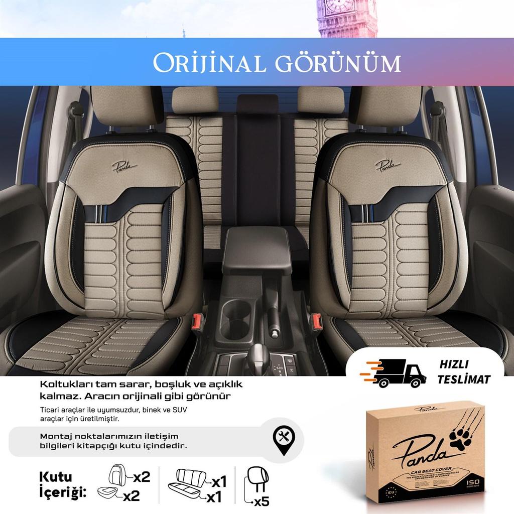LONDON SERIES BRITISH SPECIAL JACQUARD FABRIC CAR SEAT COVER Beige Black Breathable Fabric