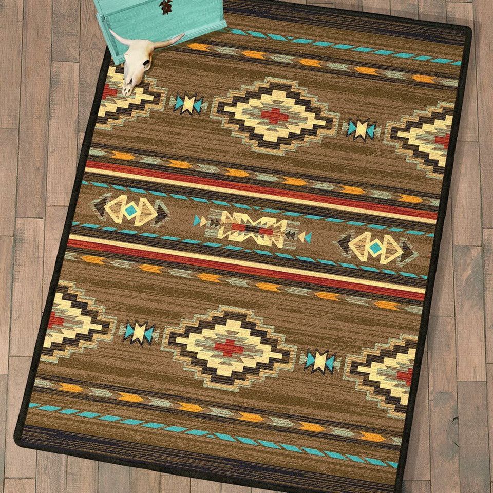 Living Room Rug Southwestern Aztec Cross Printed Large Rectangular Carpet Non Slip For Coffee Table Sofa Floor Decor