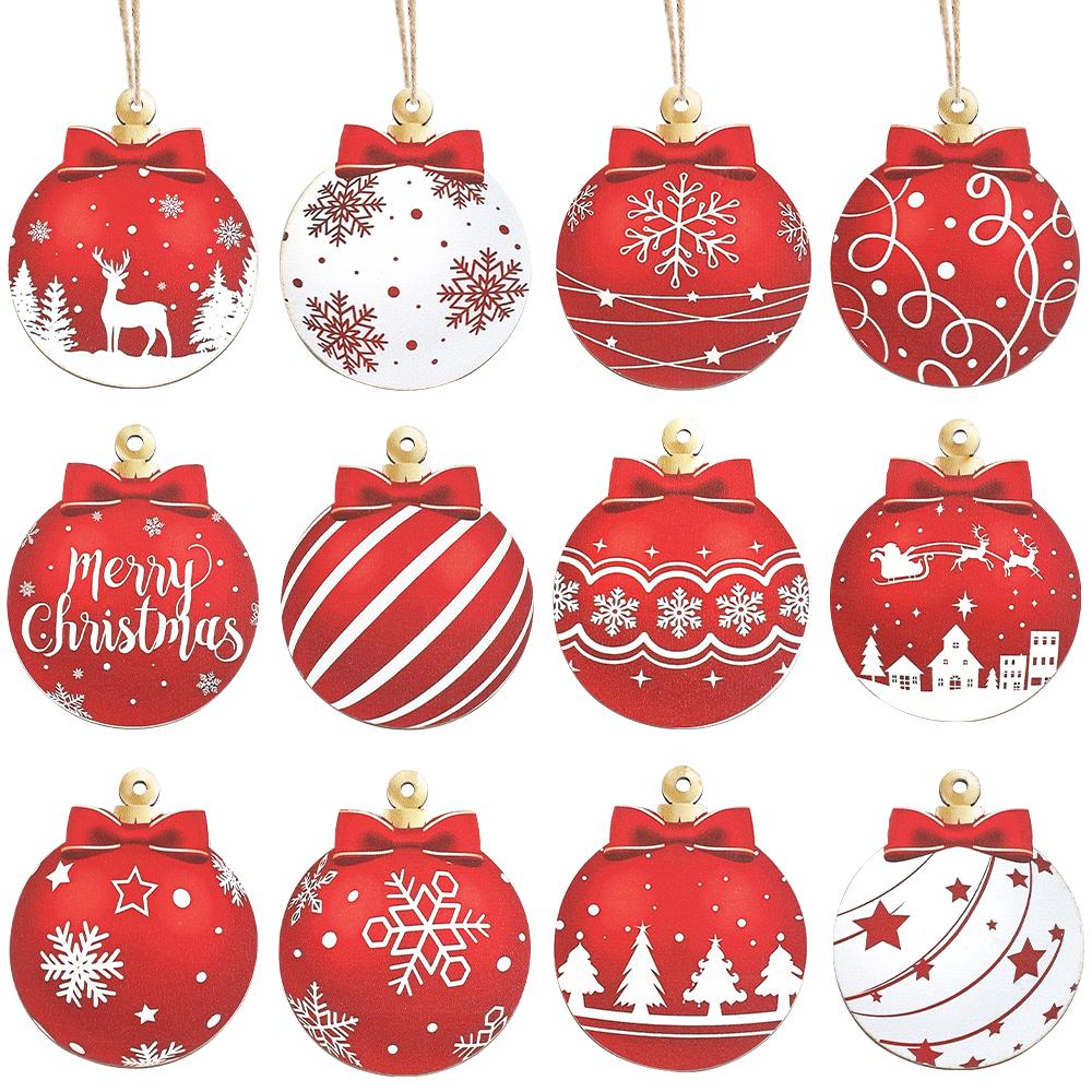 12Pcs Christmas Decoration Wooden White Snowflake Xmas Tree Ornaments for Home Decor Supplies 2026 New Year Navidad Accessories