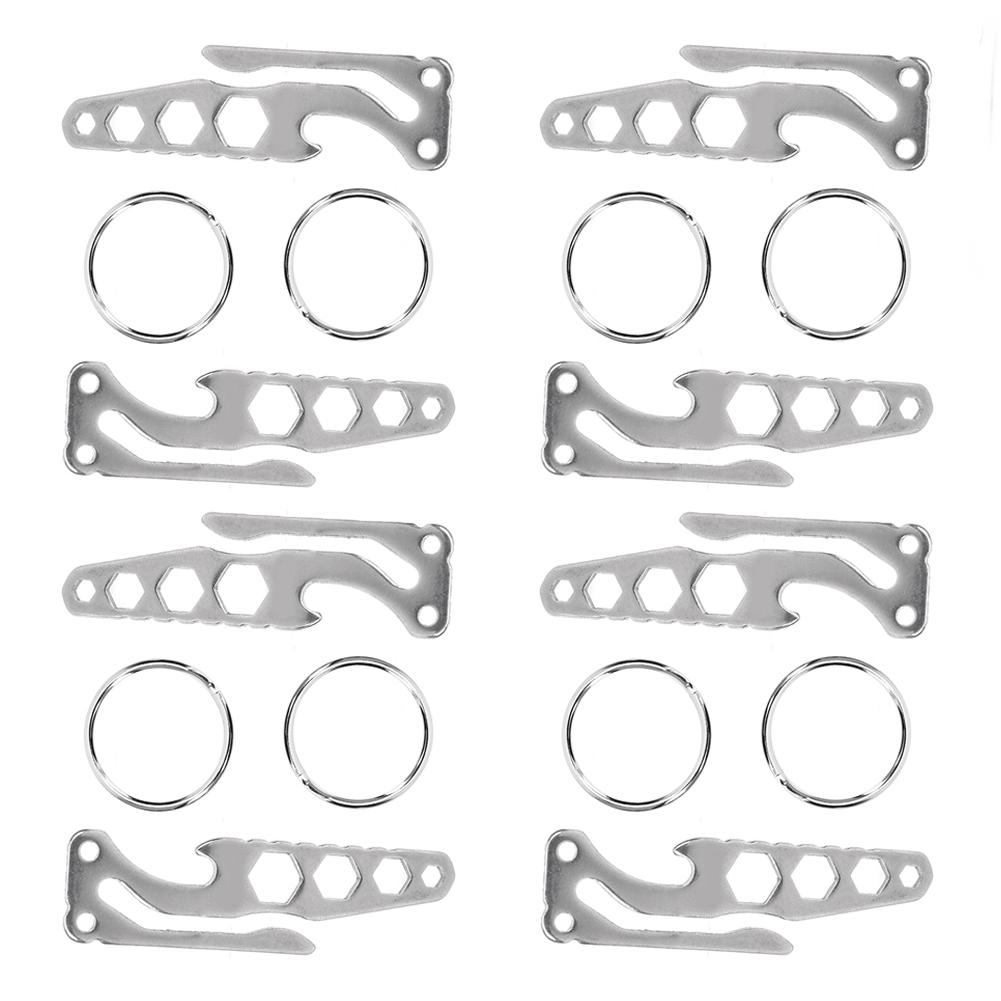 Stainless Steel Pocket Key Clip Bottle Opener Hex Wrench Multifunctional Tool for Outdoors