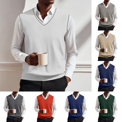 Ärmelloser Strickpullover mit V-Ausschnitt für Herren