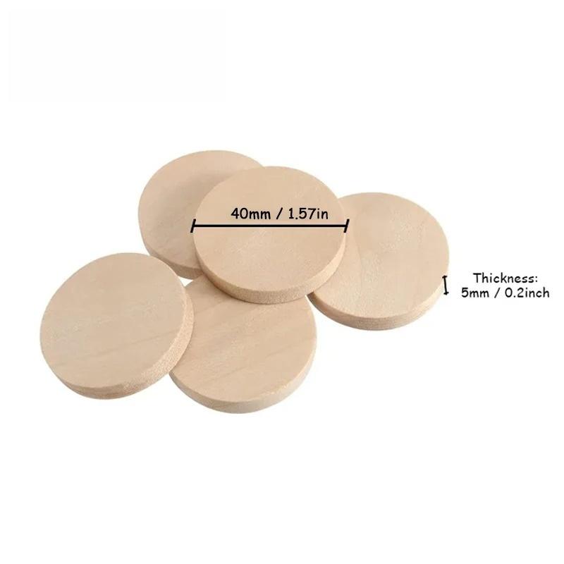 1.5cm-5cm Natural Wood Slices Unfinished Wooden Round Pieces Blank Natural Wooden Circle Cutouts for DIY Crafts Drawing