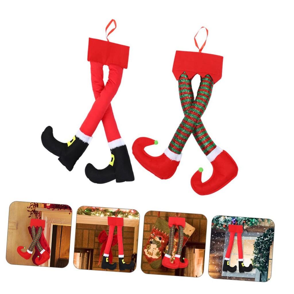 Festive Cross-border Christmas Elf Legs Adorned With Classic Red And Green Stripes