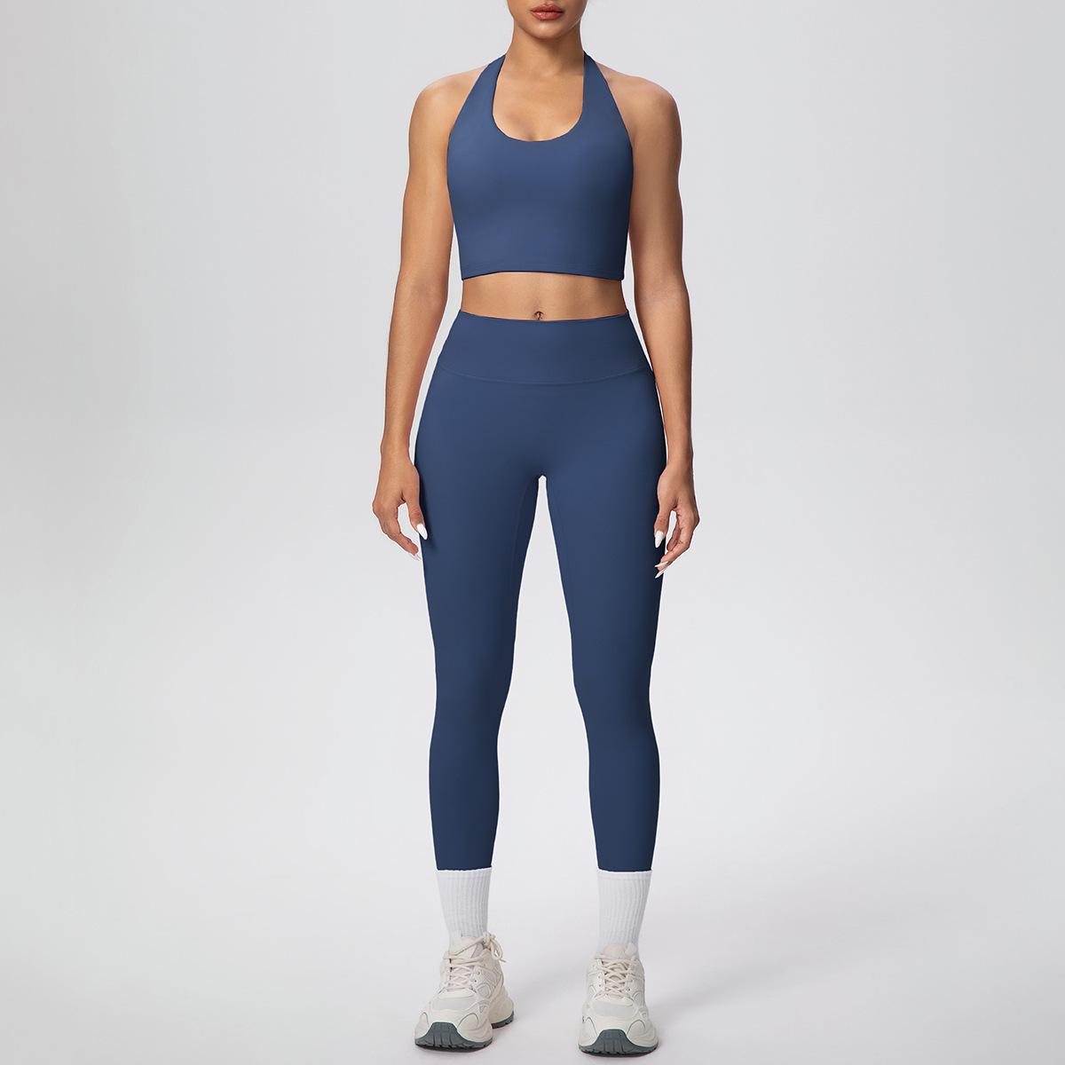 

Halter Backless Sports Bra & Butt-Lifting High-Waisted Yoga Set - Quick-Dry Fitness Wear S