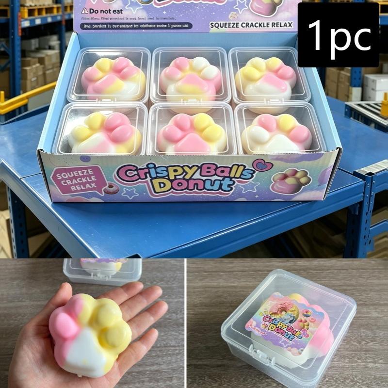 Knuspriges Gefühl Knackendes Geräusch Schokoladenwachs Knisterndes Spielzeug Katzenpfote Donut Design Fidget Toy für Kinder Erwachsene Geschenk
