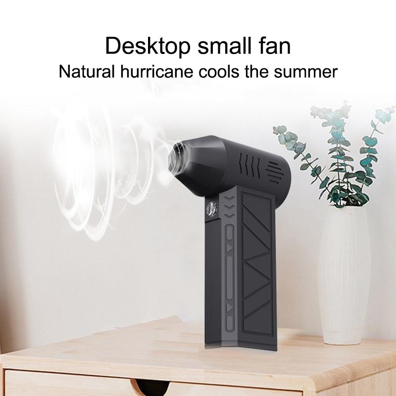 Hair Dryer Shaped Mini Fan Black Rechargeable Handheld Summer Cooling Fan