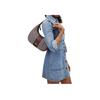 Coach Carmen 29 Signature Jacquard Zip Closure Smooth Leather Tote Shoulder Bag Large Women Bags Silver Maple CV001-SVS8S