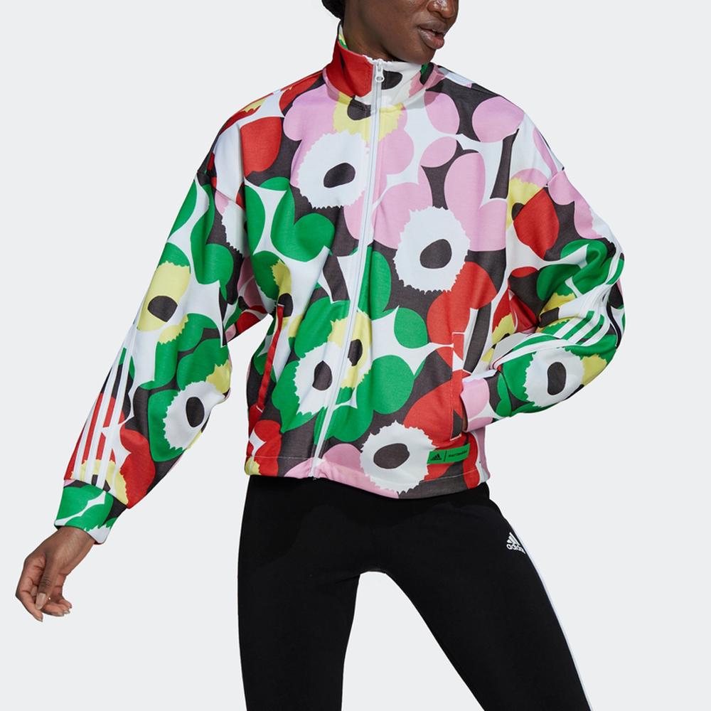 adidas X Spolupráce Marimekko Mmk Tepláková bunda Květinový potisk Pruhovaná Volný střih Sportovní bunda Dámská bunda H67088