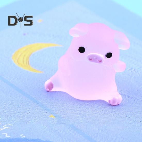 6ks Poutavé prase Socha Ornament Carving Technology Cute Glow Pig Mini Portrait Mini Fairy Garden Landscape
