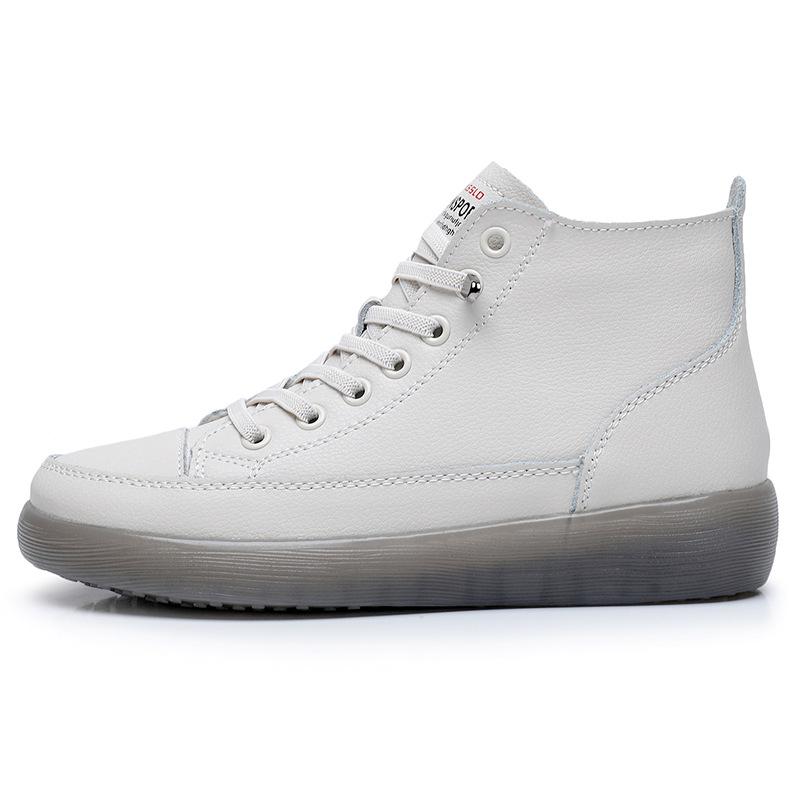 Fashion New Women Genuine Leather Sneakers Spring High-top Casual Shoes Autumn First Layer Cowhide Ladies High Top Vulcanized Shoes