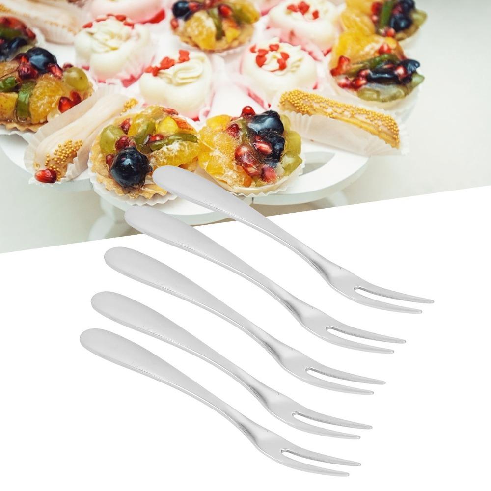 5Pcs Solid Snack Fork Rustless Steel Fruit Fork Handheld Seafood Fork Kitchen Use