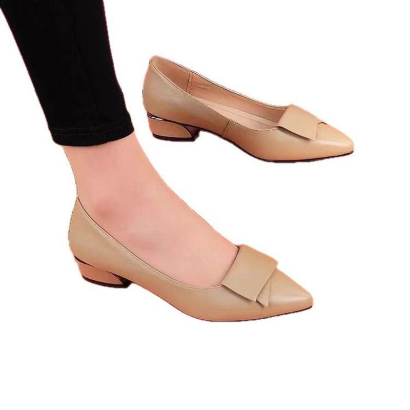 New Single-shoe Flat Shallow Thick-heeled Pointed Women's Shoes with Soft Soles and Versatile Designs