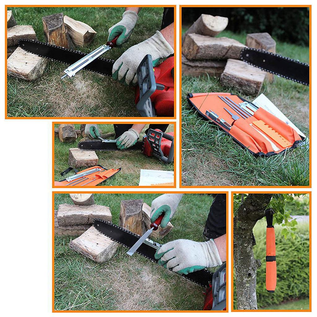13Pcs 4.0/4.8/5.5mm Saw Chain and File Sharpening Kit for Cutting, Trimming, and Shaping Wood
