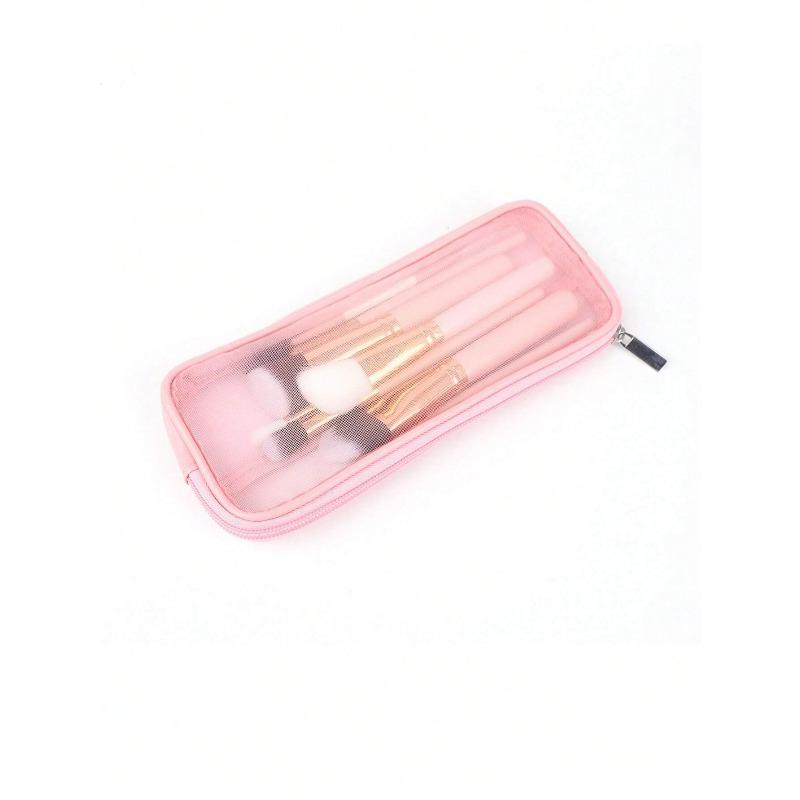 1pc Mesh Makeup Brush Bag Case Travel Makeup Tool Holder Organizer Small Cosmetic Pouch Travel Toiletry Bag Pencil Case Makeup Artist Storage Bag