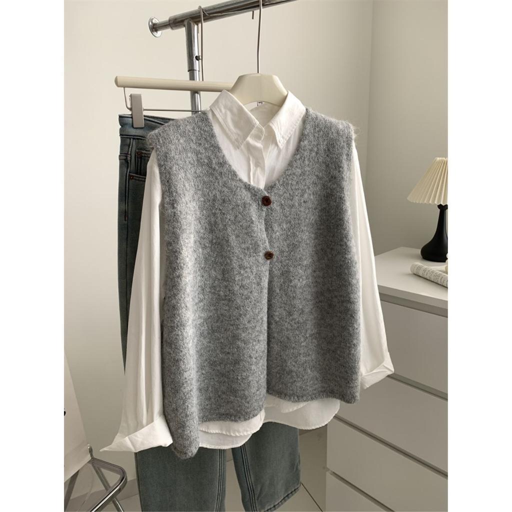 Woman Sweater Vest Sleeveless Retro Preppy Style Autumn Knitwears Waistcoat Outerwears Oversized Coats Winter Sweater Jumpers