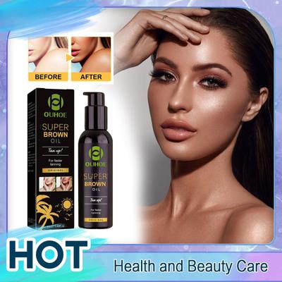 Brown Tanning Oil Sunless Self Tanning Body Bronzer Summer Beach Sexy Solarium Powerful Natural Tanning Boosting Oil 50ml